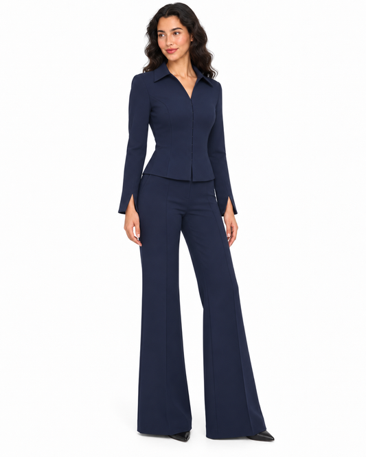 Noelle Navy Peplum Set