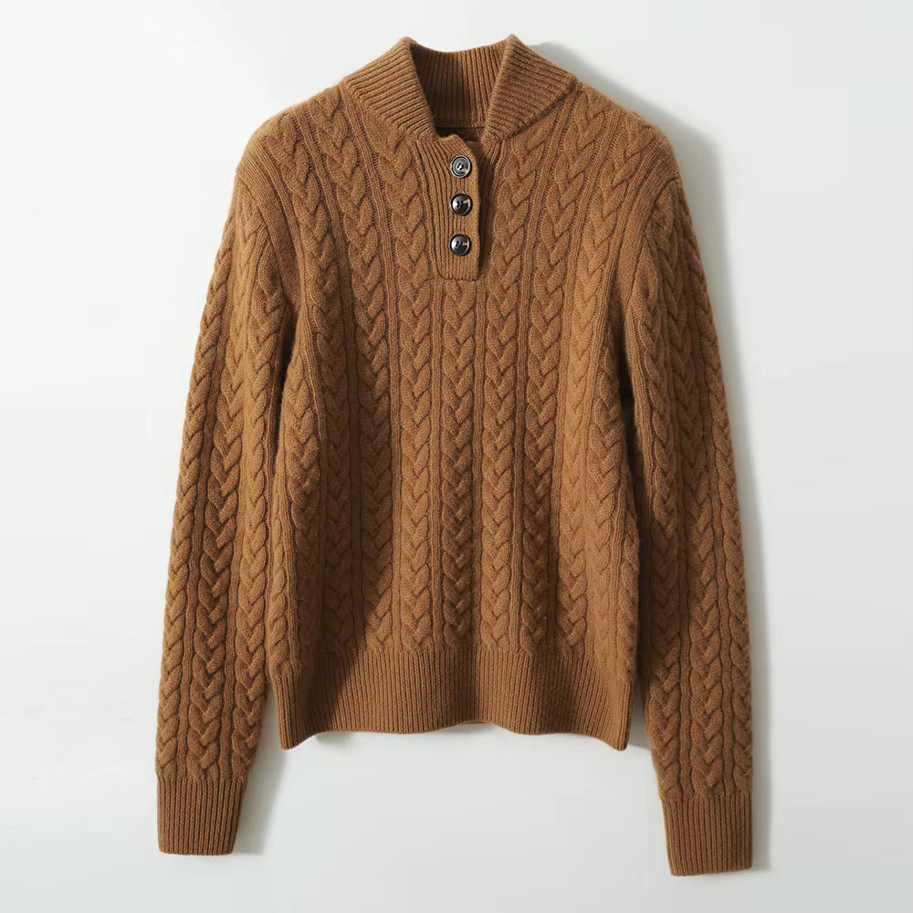 Camille Cable-Knit Button-Up Sweater