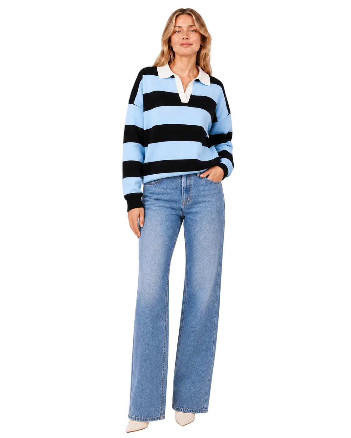 Lena Striped Polo Sweater