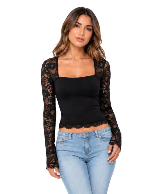 Selene Lace Square-Neck Top