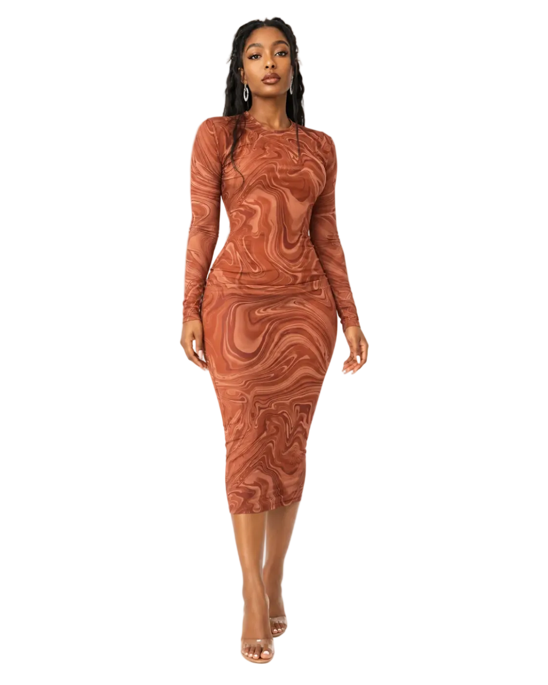 Nadia Abstract Swirl Midi Dress
