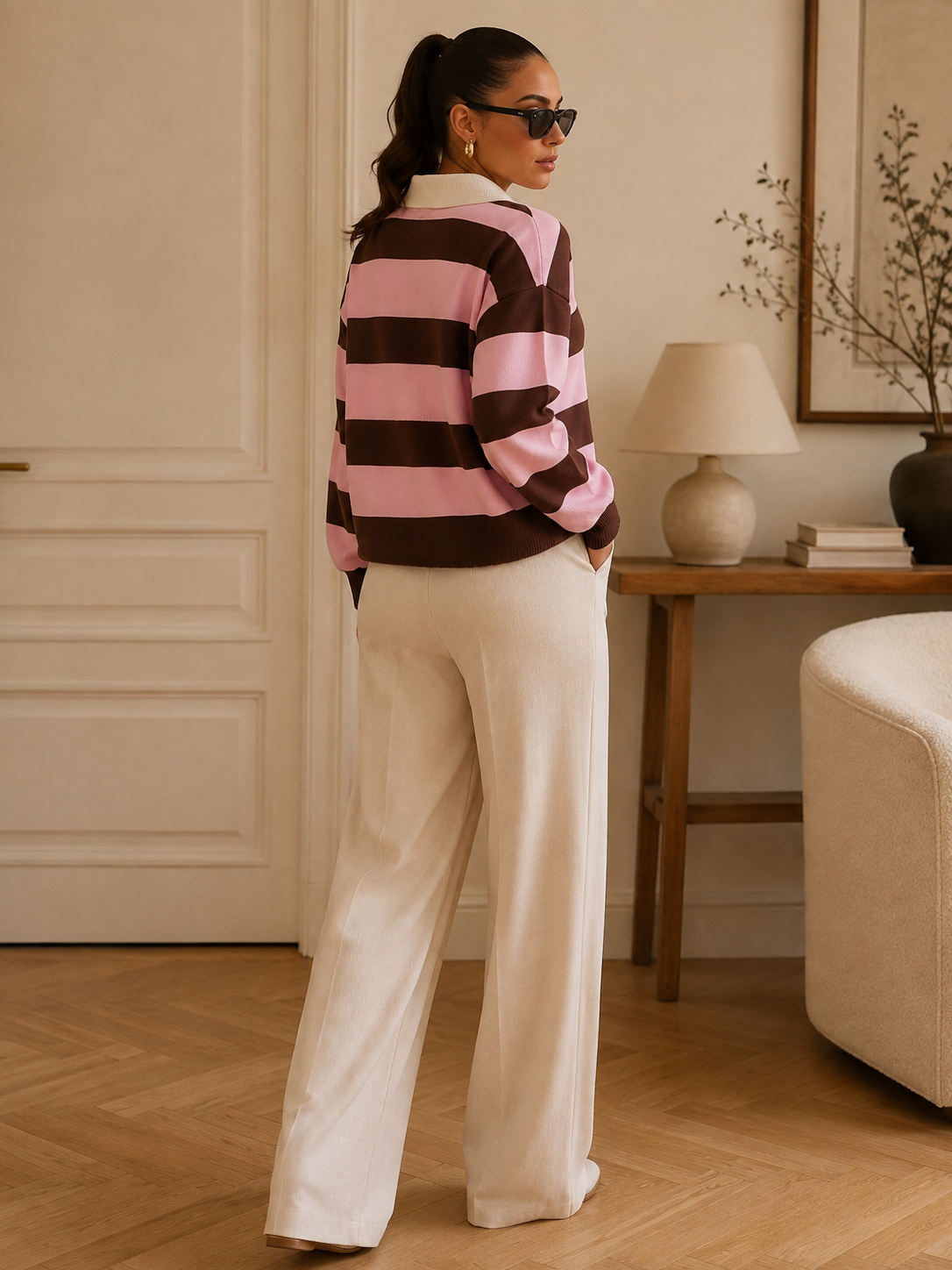 Lena Striped Polo Sweater