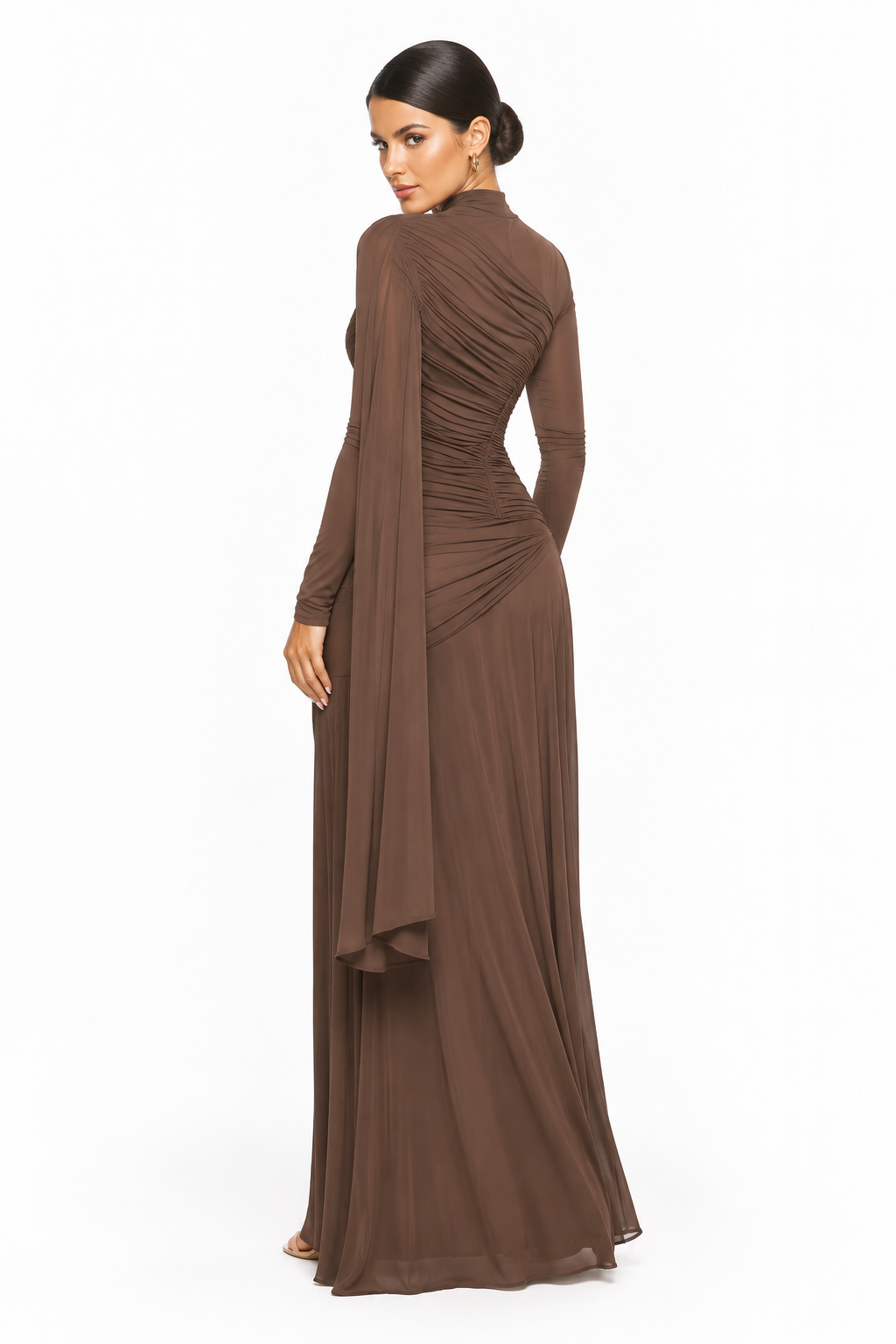 Isla Mocha Draped Maxi Dress