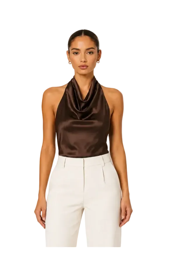 Elodie Satin Halter Top