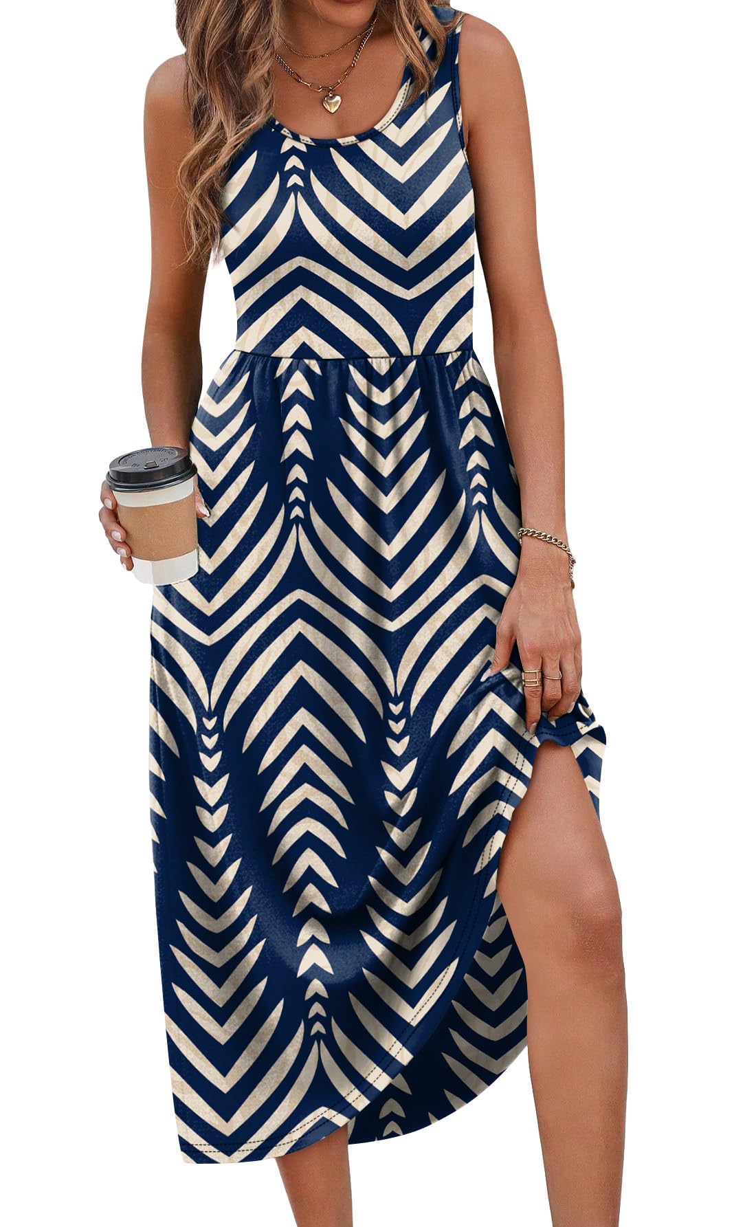 Ayla Navy Print Midi Dress