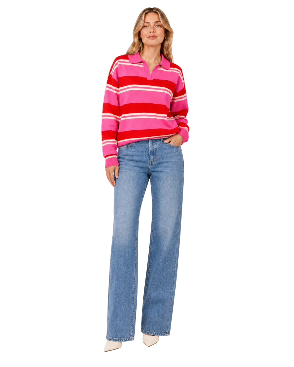 Lena Striped Polo Sweater