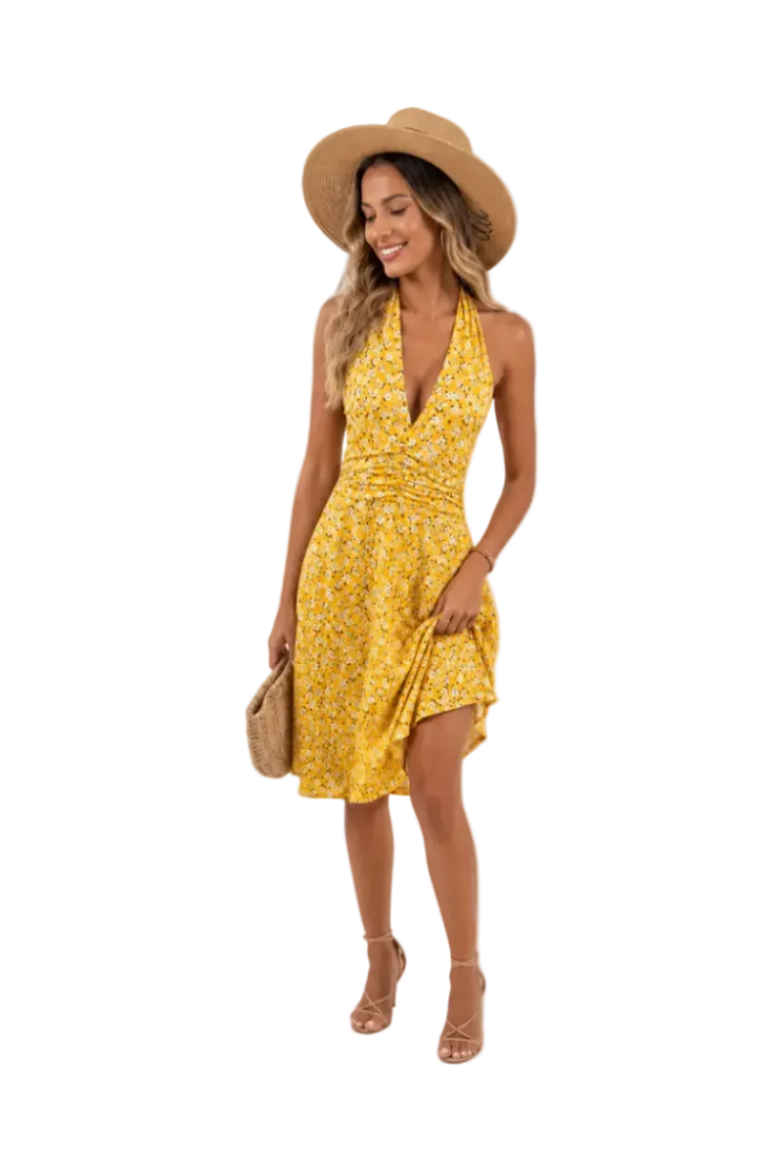 Livia Floral Halter Mini Dress