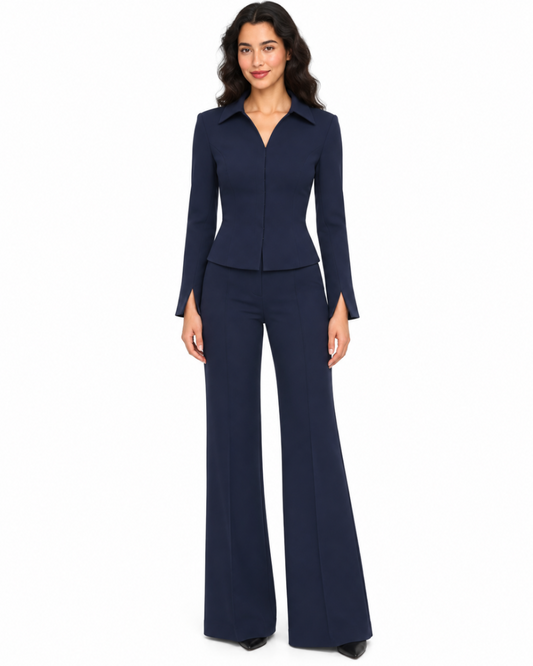 Noelle Navy Peplum Set