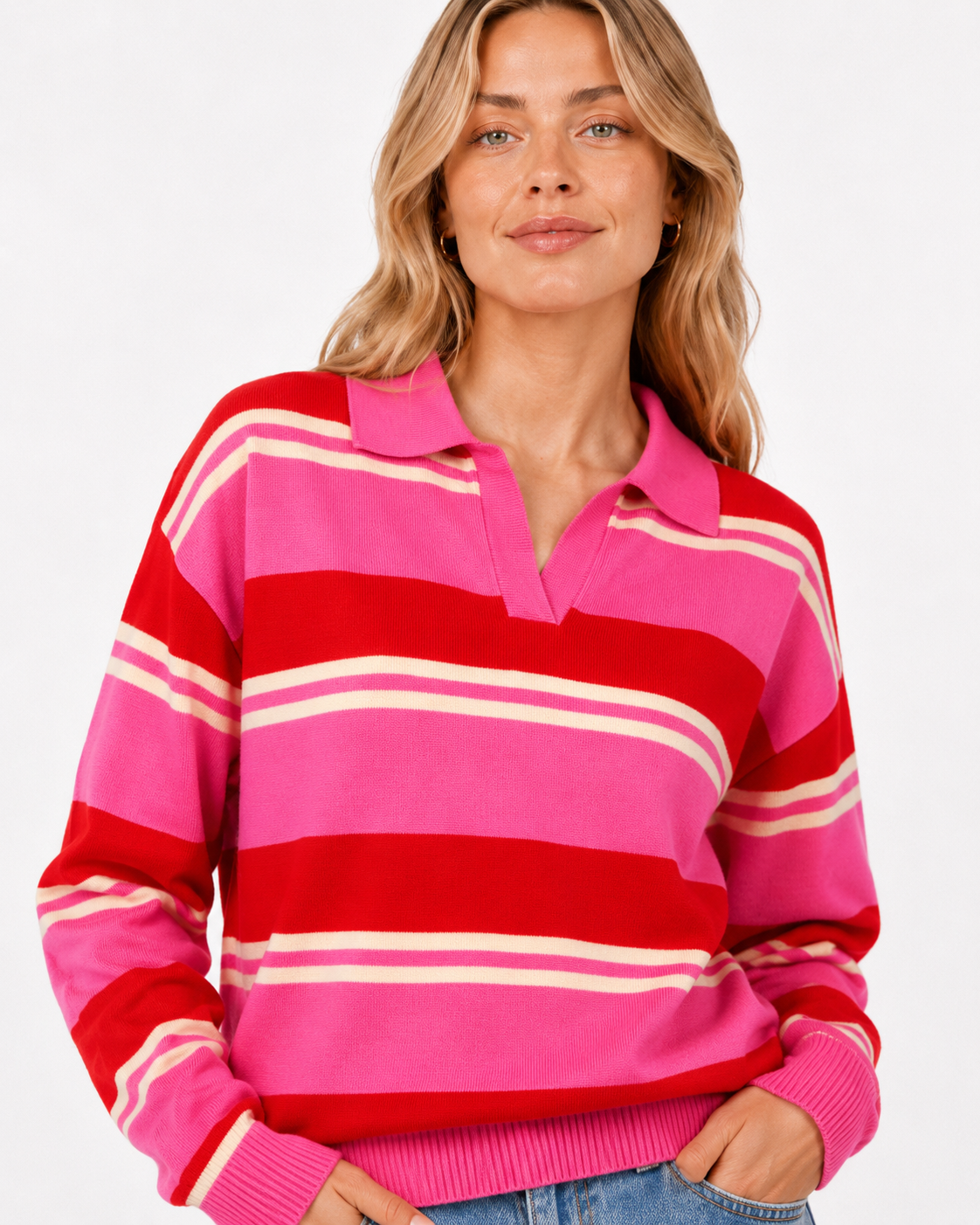 Lena Striped Polo Sweater